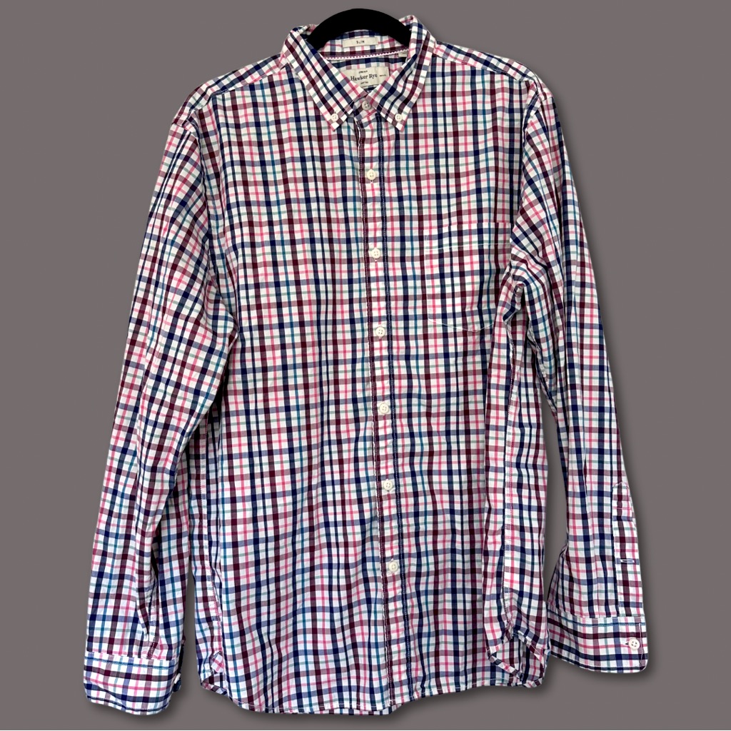 Hawker Rye (Large) Multi Colored Plaid On White Collared Button Up Longsleeve